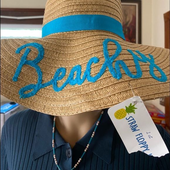 NWT Summer Straw Floppy Hat - Picture 1 of 4